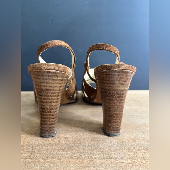 Women’s 70’s Vintage Easton’s Made in Italy Suede Leather Retro Block Heels - Picture 5 of 9